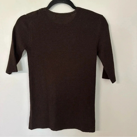 Susana Monaco Women's Half Sleeve Brown 100% Wool Button Detail Top Sz S GUC - Picture 7 of 7